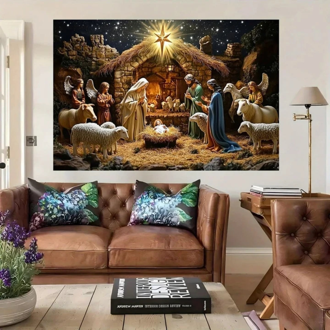 Kerst Achtergrond - Engelen en Sterrenhemel Decoratie