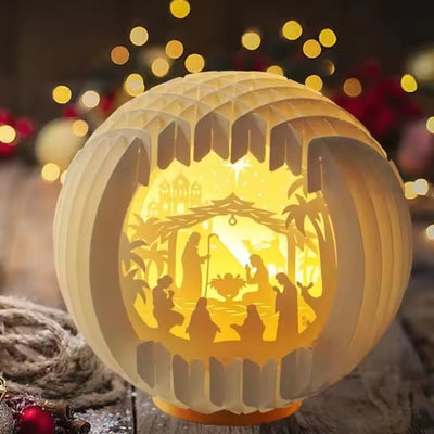 Kerststal - Verlicht Papieren Geboortetafereel