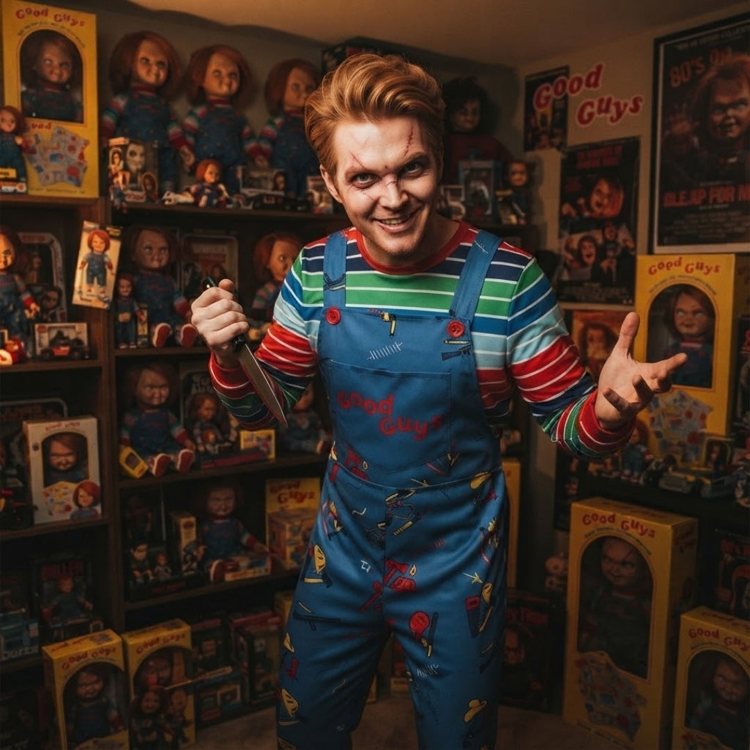 Halloween Chucky Kostuum - Gestreept Shirt met Tuinbroek