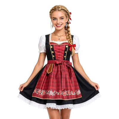 Oktoberfest Dirndl Voor Dames - Vintage Stijl met Schort