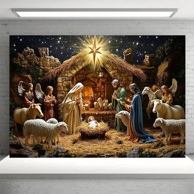 Kerst Achtergrond - Engelen en Sterrenhemel Decoratie