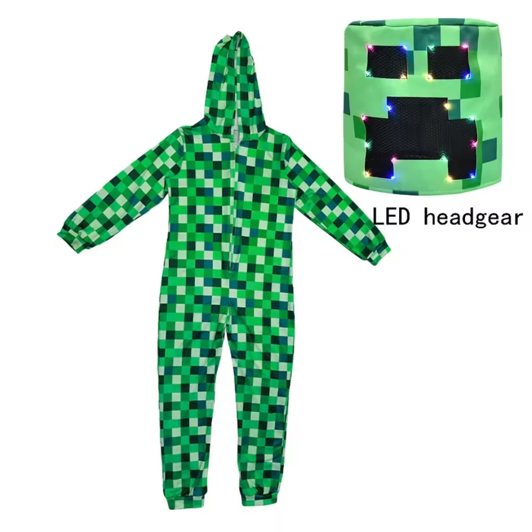 Minecraft Creeper Kostuum met LED Headgear