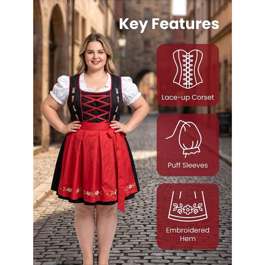 Traditionele Oktoberfest Dirndl Grote Maten met Borduurwerk - Lisa
