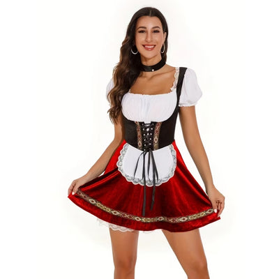 Korte Oktoberfest Dirndl Met Kant En Tailleband - Evelina