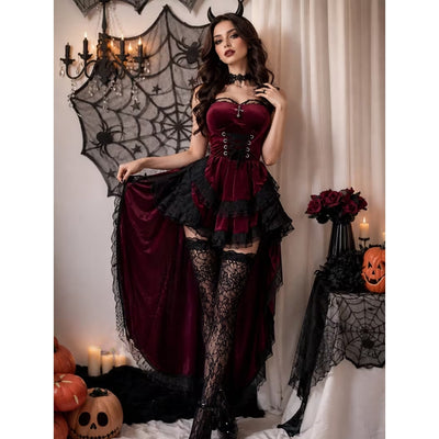 Halloween Kostuum Duivel Dames - Gothic Bordeauxrode