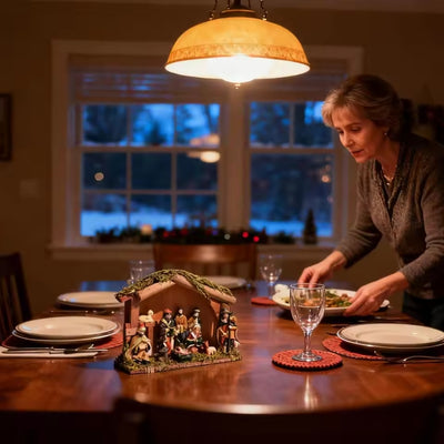 Kerstdecoratie Kerststal - Groot Geboortetafereel met Heilige Familie