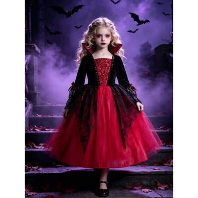 Halloween Vampier Prinsessen Kostuum met Kant