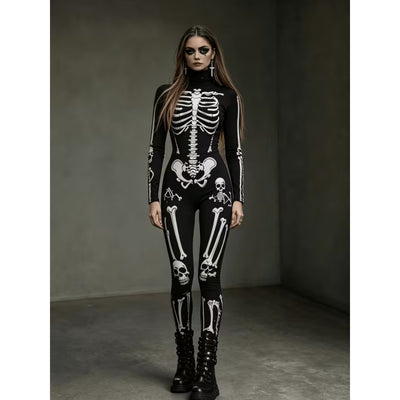 Halloween Skelet Bodysuit met Bottenprint voor Dames