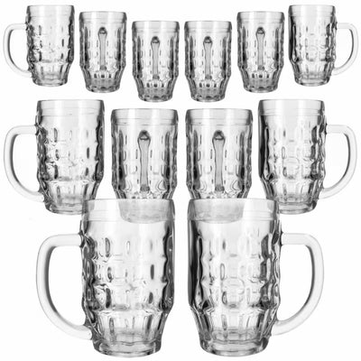 Premium Bierpul Glazen Set - 12-Delig Met Handvat