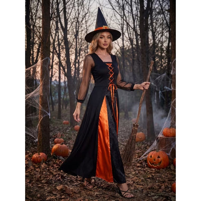 Halloween Heksen Kostuum - Middeleeuwse Stijl met Hoed