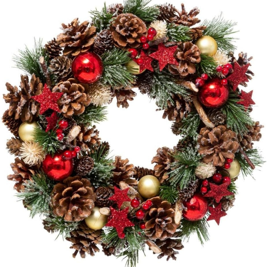 Kerstkrans met Decoratieve Hulst-Ster van 35cm