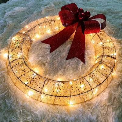 Kerstkrans - Luxe Goud en Groen Decoratie met LED-Verlichting