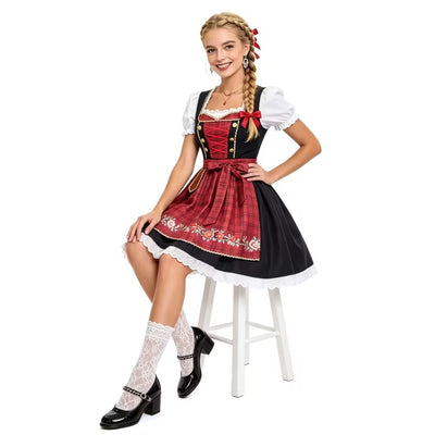 Oktoberfest Dirndl Voor Dames - Vintage Stijl met Schort