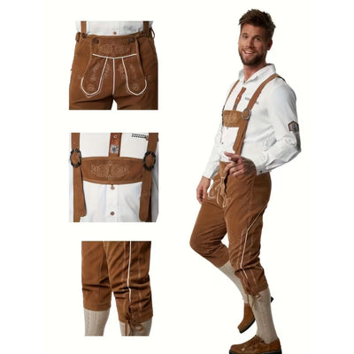 Oktoberfest Lederhosen Heren - Lichtbruin met Borduurwerk