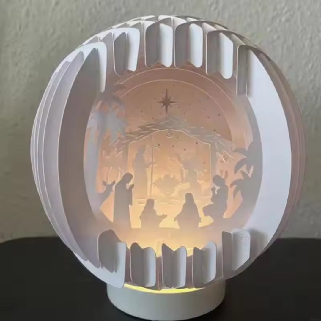 Kerststal - Verlicht Papieren Geboortetafereel