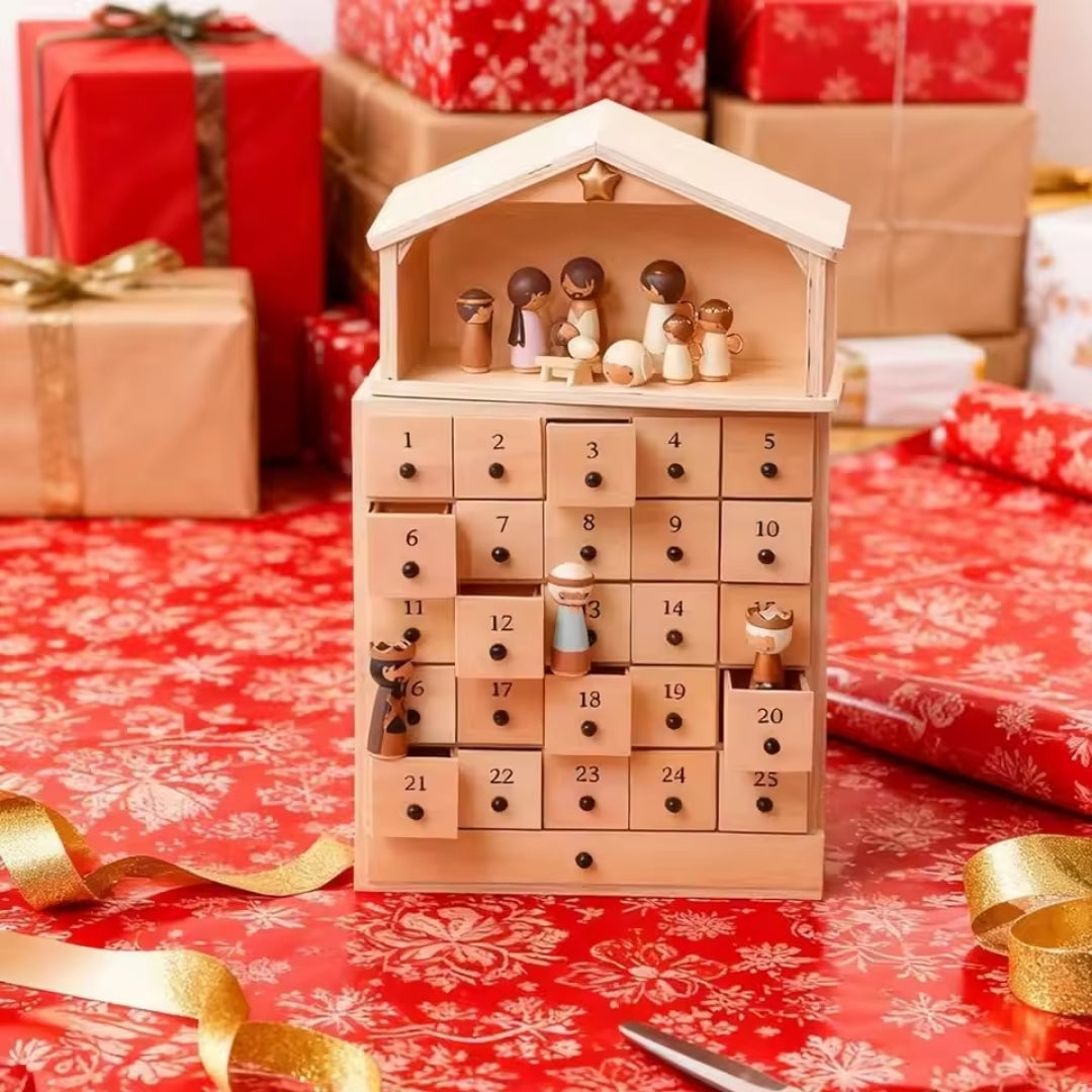 Kerststal Adventskalender - 25-Vaks Geboortetafereel voor Kerstmis
