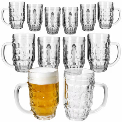 Premium Bierpul Glazen Set - 12-Delig Met Handvat