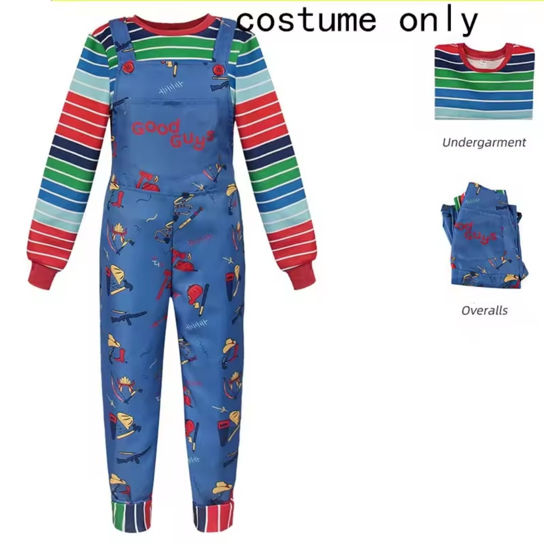 Halloween Chucky Kostuum - Gestreept Shirt met Tuinbroek
