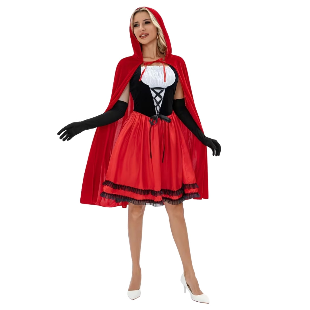 Halloween Kostuum Roodkapje - Driedelig voor Dames