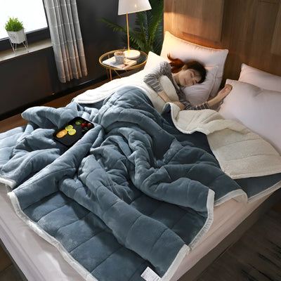 Fleece Deken - Zachte Sherpa Plaid Met Flockpatroon