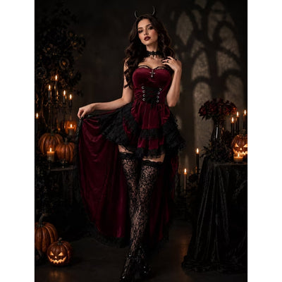 Halloween Kostuum Duivel Dames - Gothic Bordeauxrode