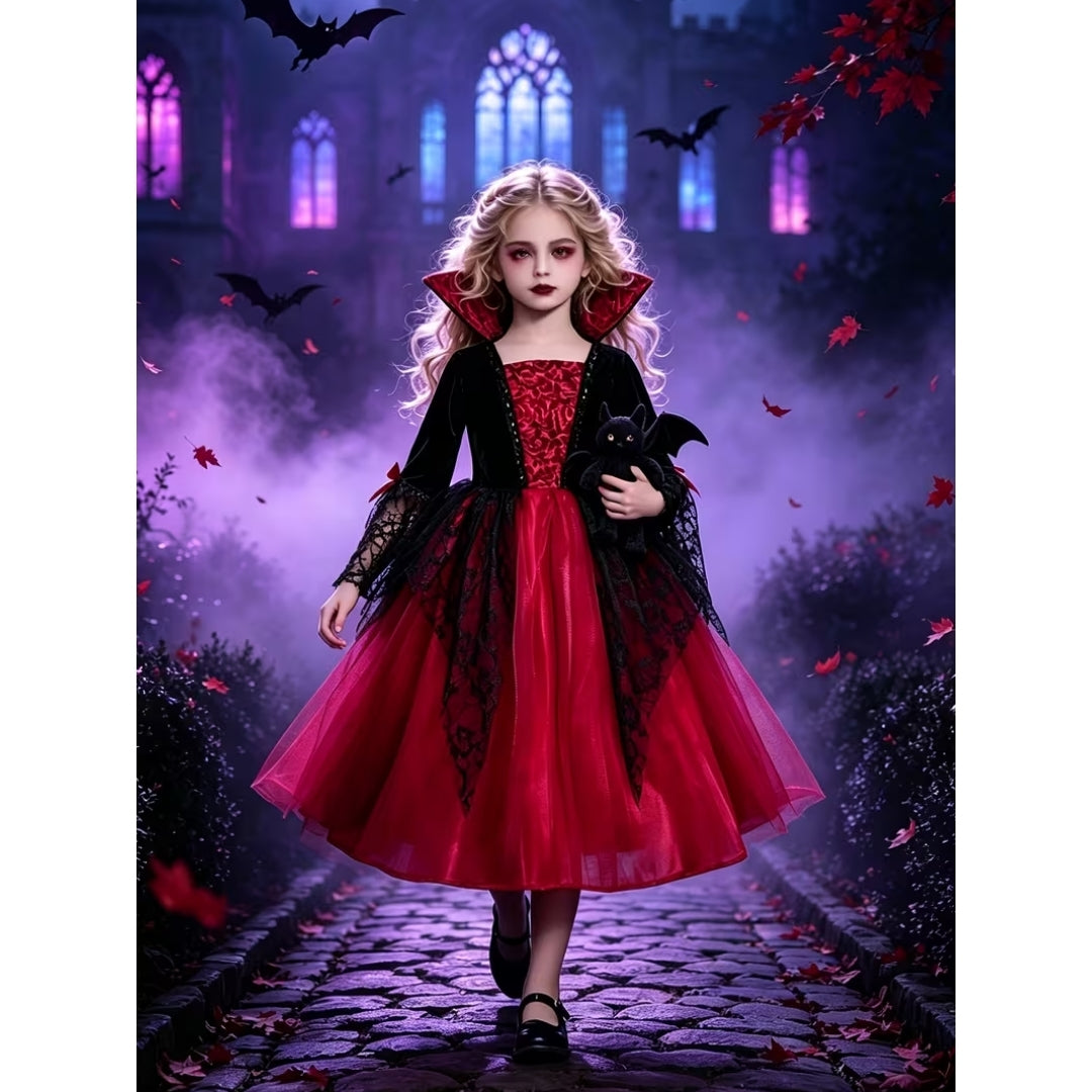 Halloween Vampier Prinsessen Kostuum met Kant