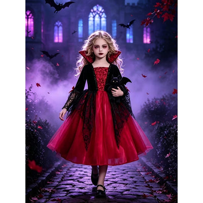 Halloween Vampier Prinsessen Kostuum met Kant