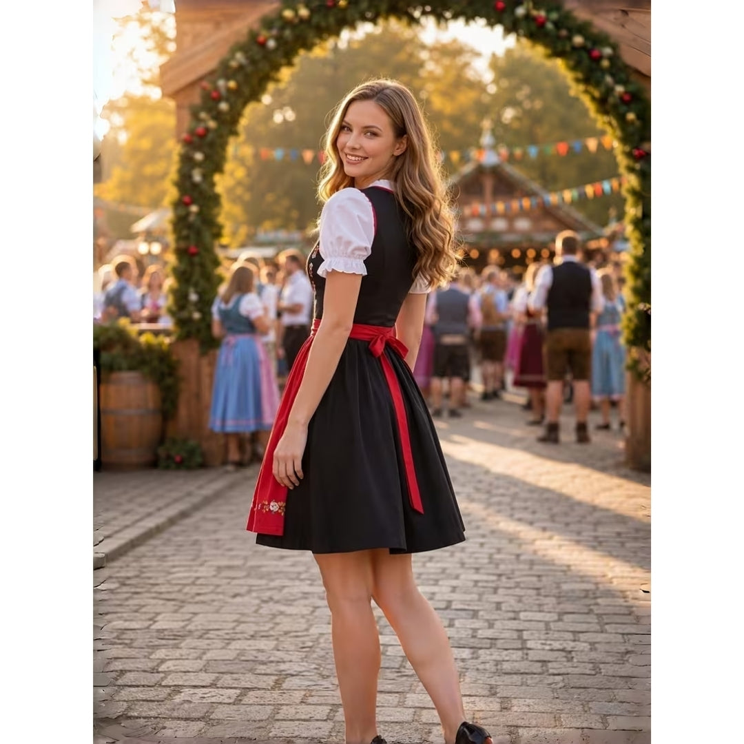 Oktoberfest Dirndl - 3-Delige Set Met Blouse en Schort - Elise