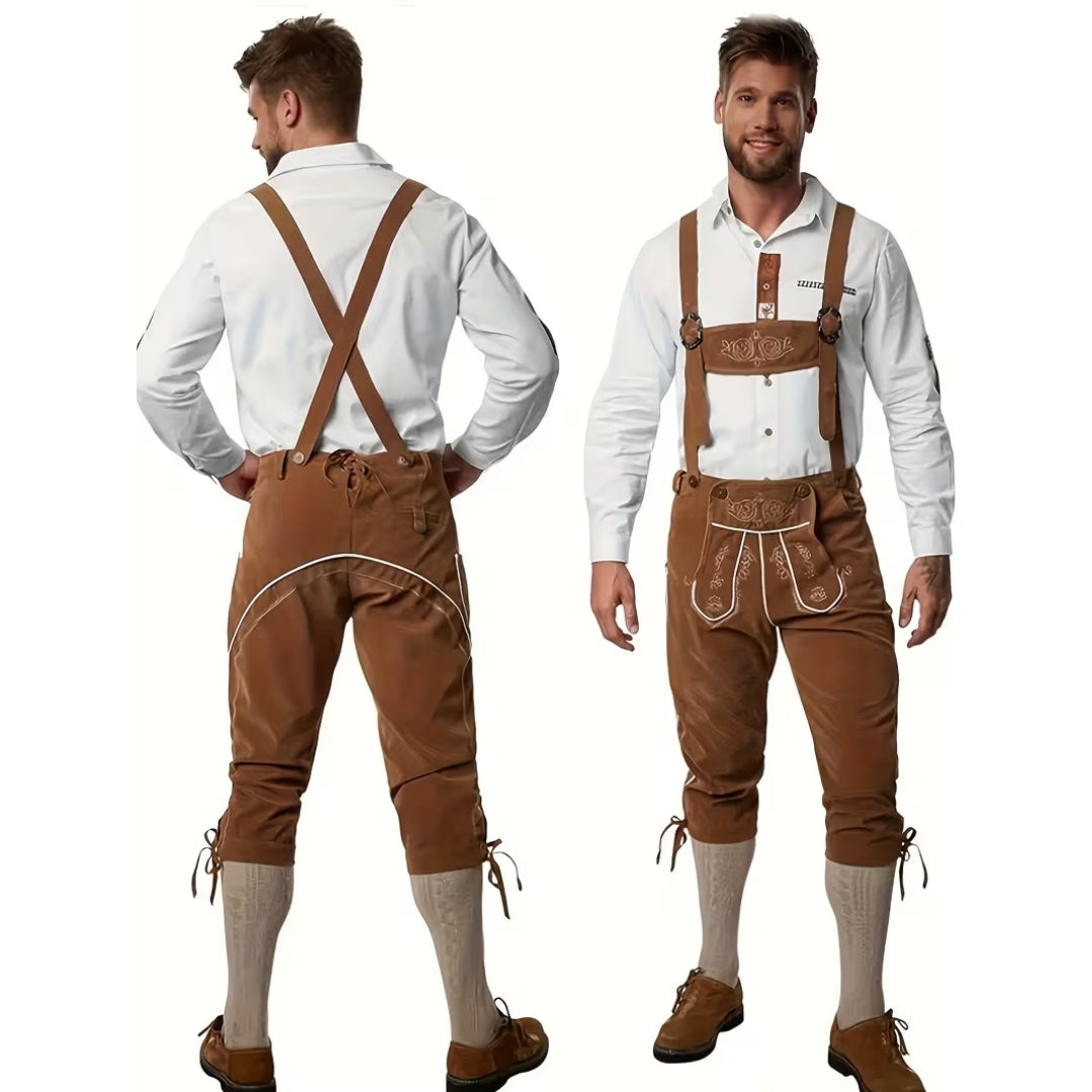 Oktoberfest Lederhosen Heren - Lichtbruin met Borduurwerk