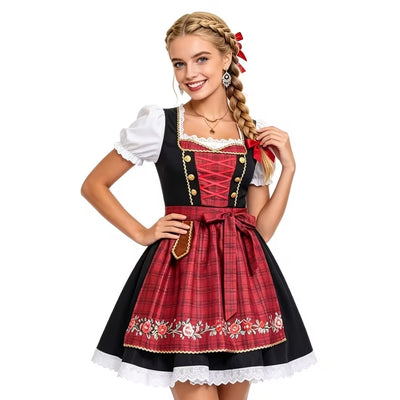 Oktoberfest Dirndl Voor Dames - Vintage Stijl met Schort