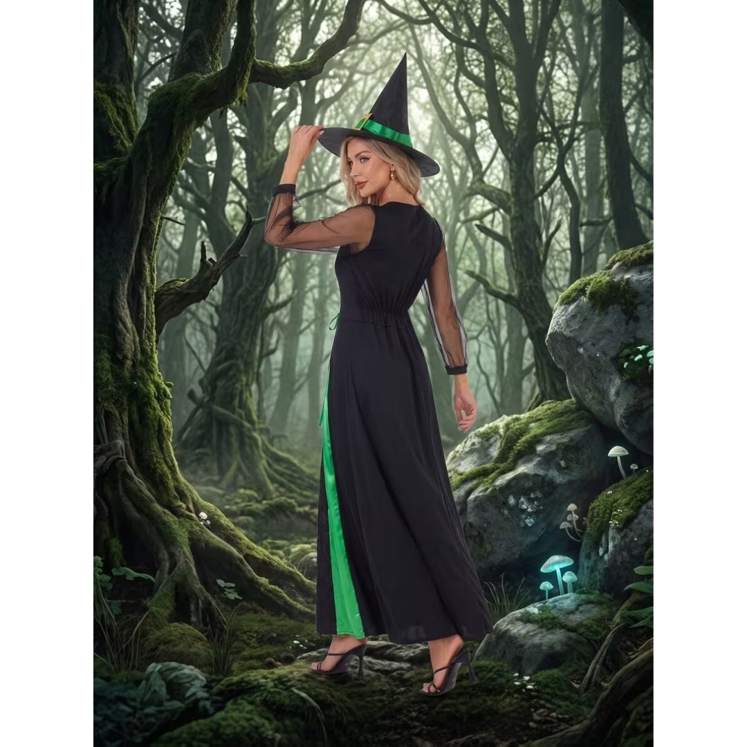 Halloween Heksen Kostuum - Middeleeuwse Stijl met Hoed