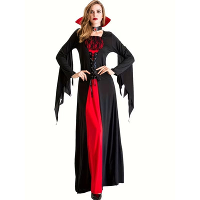 Halloween Vampier Outfit met Hoge Kraag