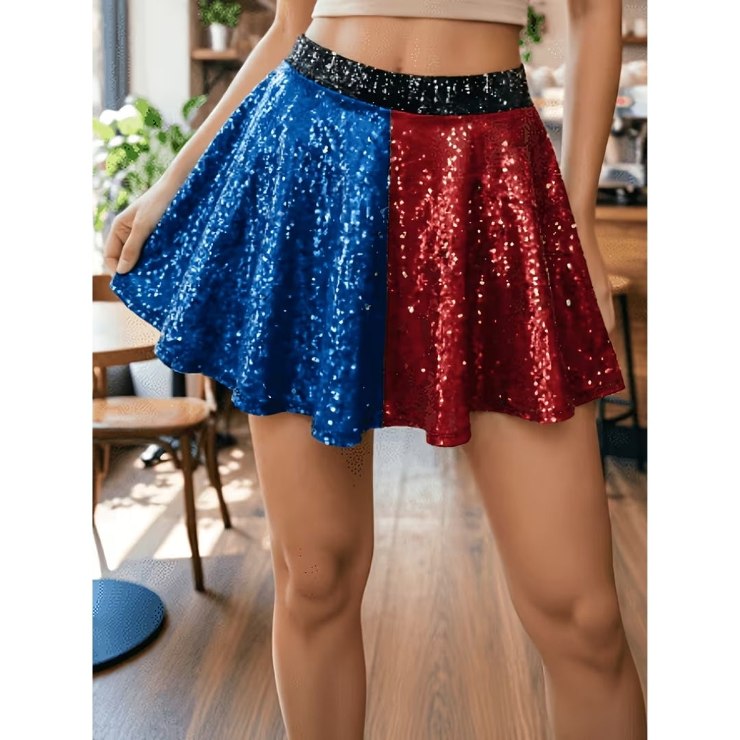 Halloween Harley Quinn Rok - Blauw/Rood