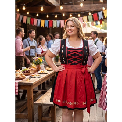 Traditionele Oktoberfest Dirndl Grote Maten met Borduurwerk - Lisa