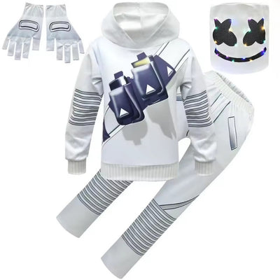 Halloween Kostuum LED Marshmallow Fortnite met Verlicht Masker