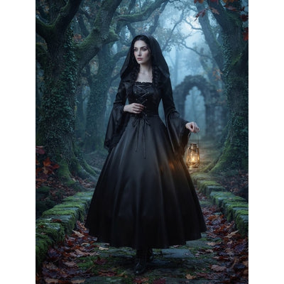 Halloween Heksen Kostuum - Gothic Stijl met Capuchon