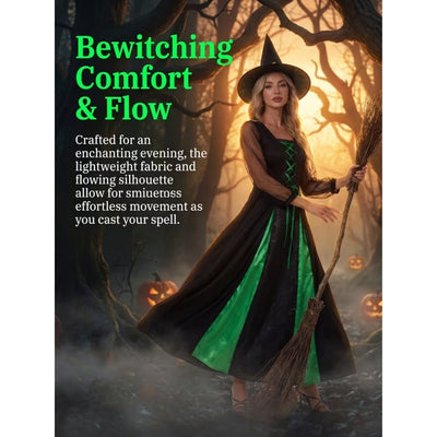Halloween Heksen Kostuum - Middeleeuwse Stijl met Hoed