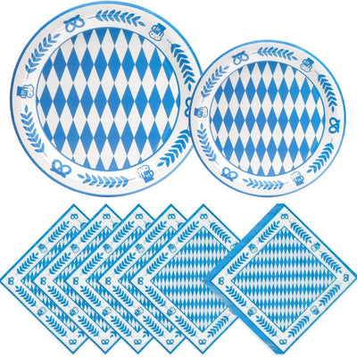 Oktoberfest Feest Servies - Blauwe Geruite Stijl