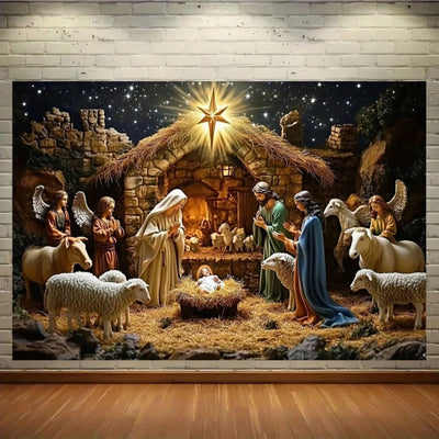 Kerst Achtergrond - Engelen en Sterrenhemel Decoratie