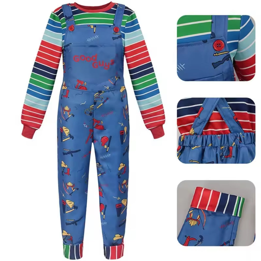 Halloween Chucky Kostuum - Gestreept Shirt met Tuinbroek