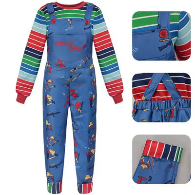 Halloween Chucky Kostuum - Gestreept Shirt met Tuinbroek