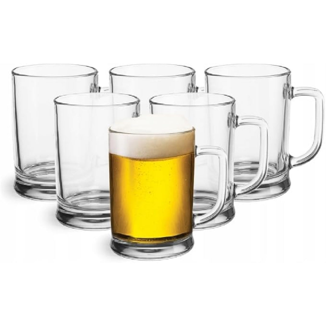 Klassieke Bierpul Glazen Set - 6-Delig Handvat