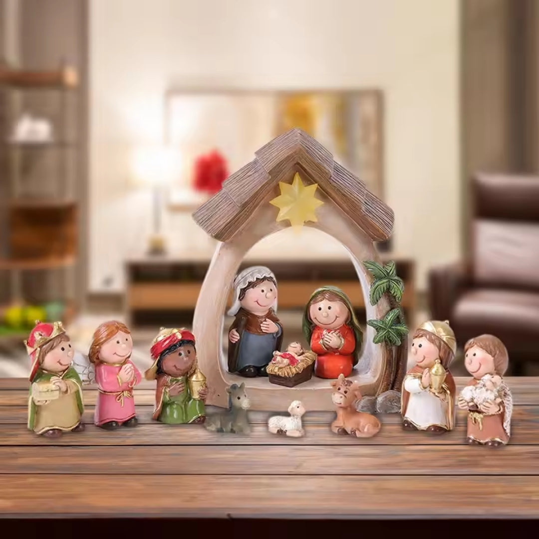 Kerststal - 12-Delige Heilige Familie met Verlichting