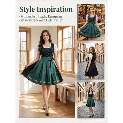 Oktoberfest Dirndl - 3-Delige Set Met Blouse en Schort - Elise