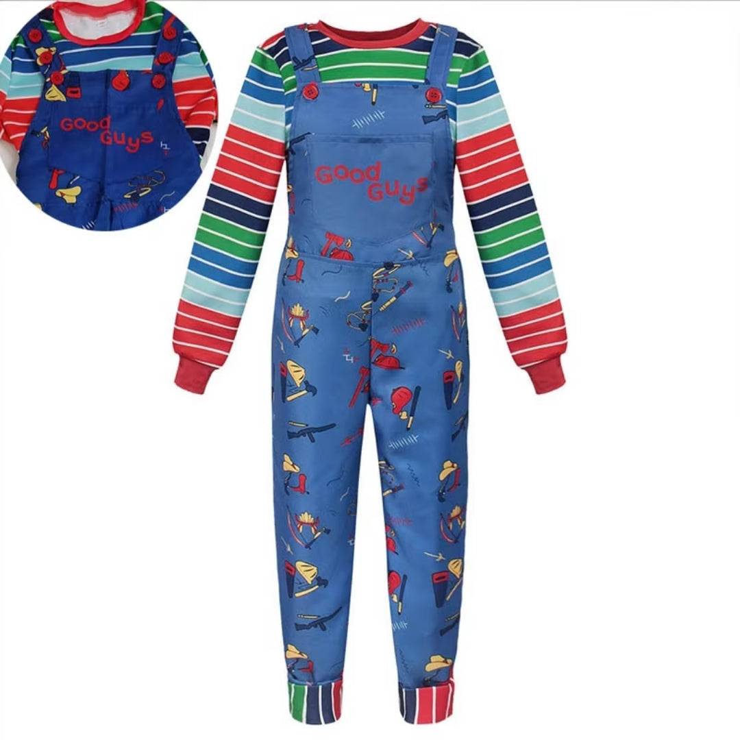 Halloween Chucky Kostuum - Gestreept Shirt met Tuinbroek