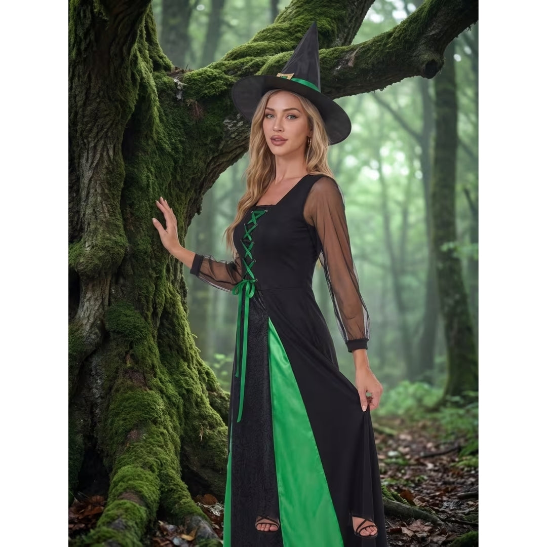 Halloween Heksen Kostuum - Middeleeuwse Stijl met Hoed
