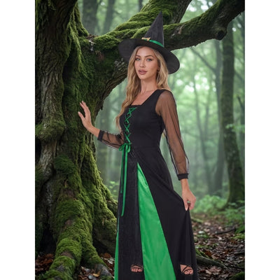 Halloween Heksen Kostuum - Middeleeuwse Stijl met Hoed