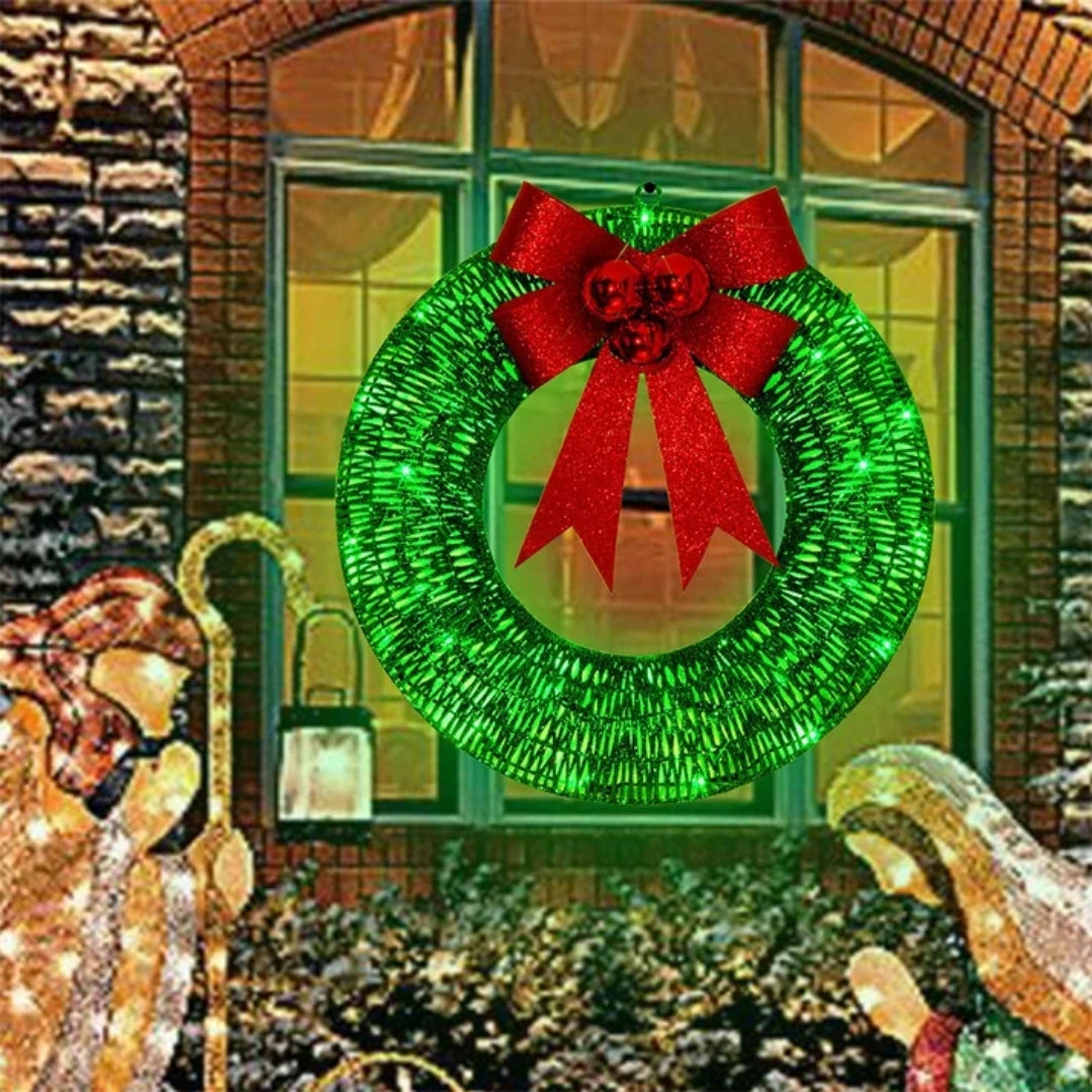 Kerstkrans - Luxe Goud en Groen Decoratie met LED-Verlichting