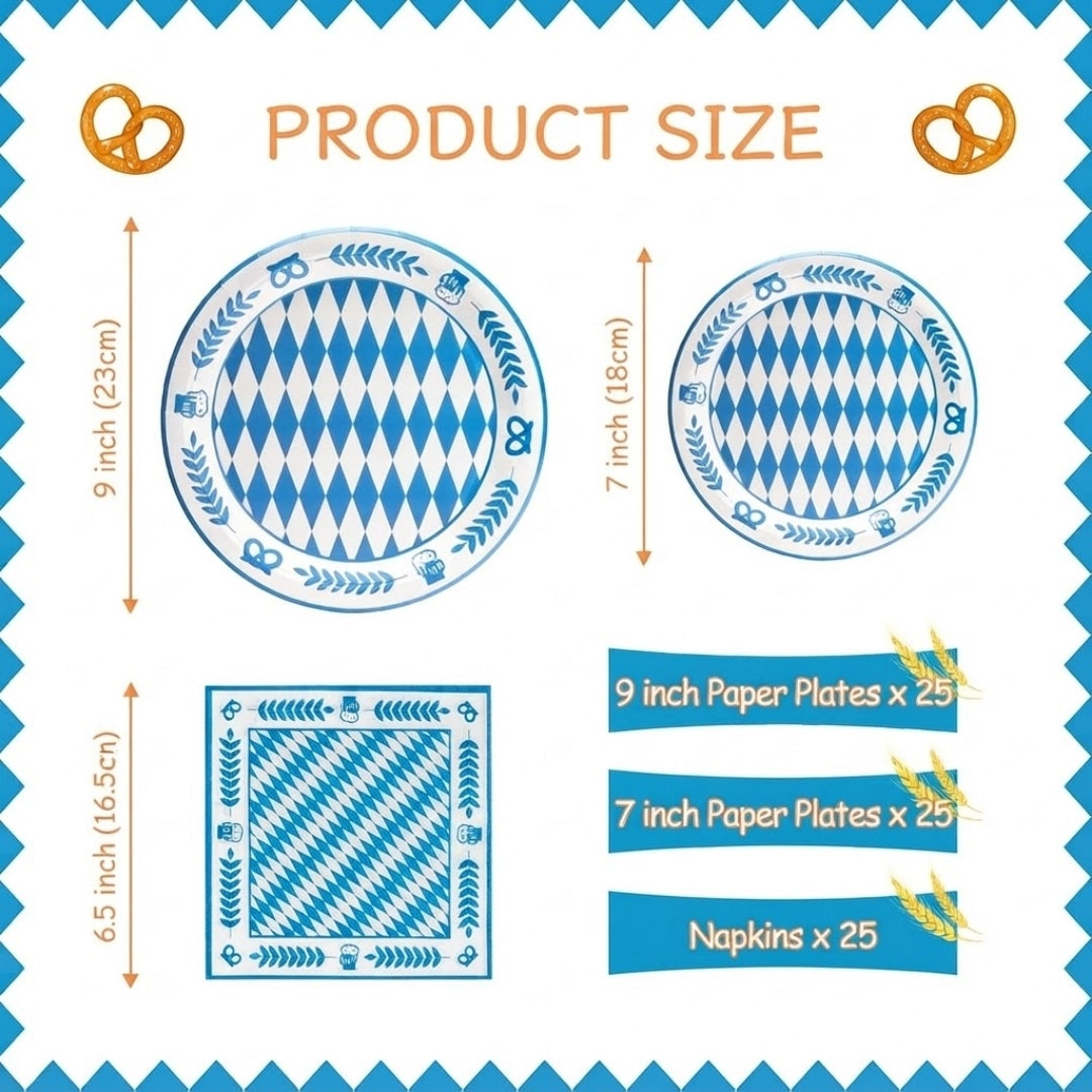 Oktoberfest Feest Servies - Blauwe Geruite Stijl