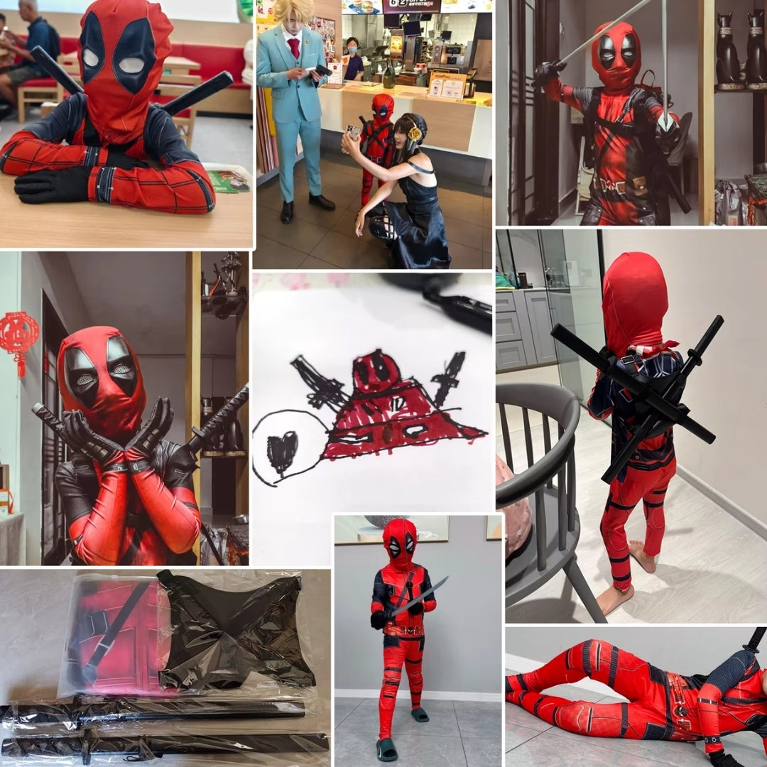 Deadpool Kostuum Halloween met Zwaardset